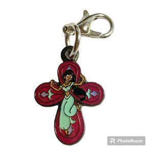 Vintage Disney Princess Jasmine Clip On Charm Aladdin Zipper Pull Purse Signed